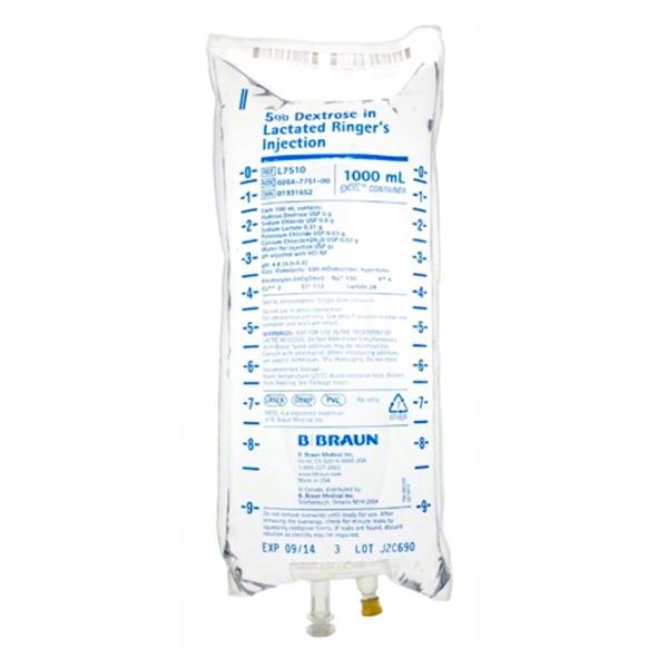 Dex 5/Lctd Rngr IV Injection Solution 1000 DEHPfr Strl Plstc Inj Cntnr EA, 12 EA/CA